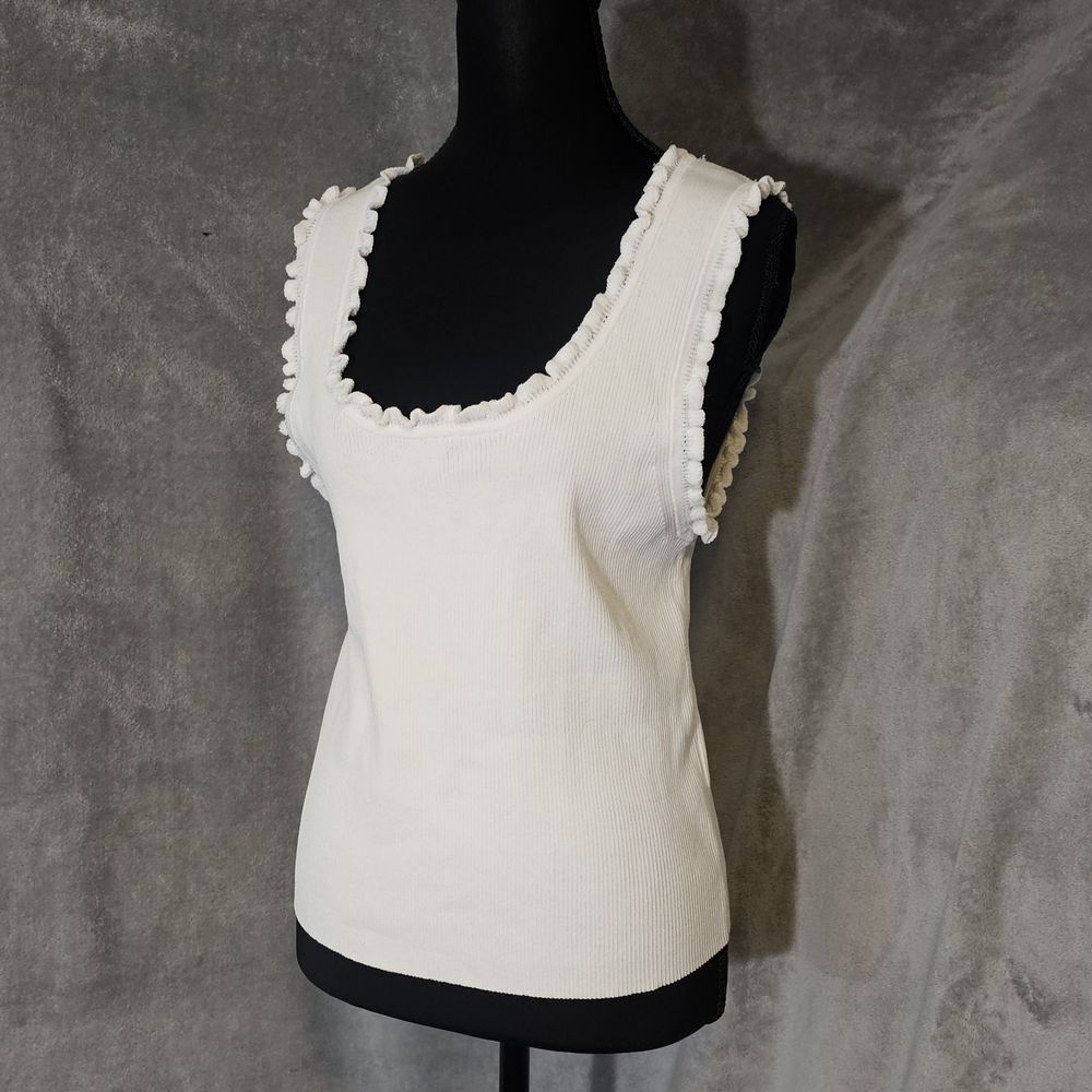 Molly Bracken Cream Tank Top With Ruffle Detail